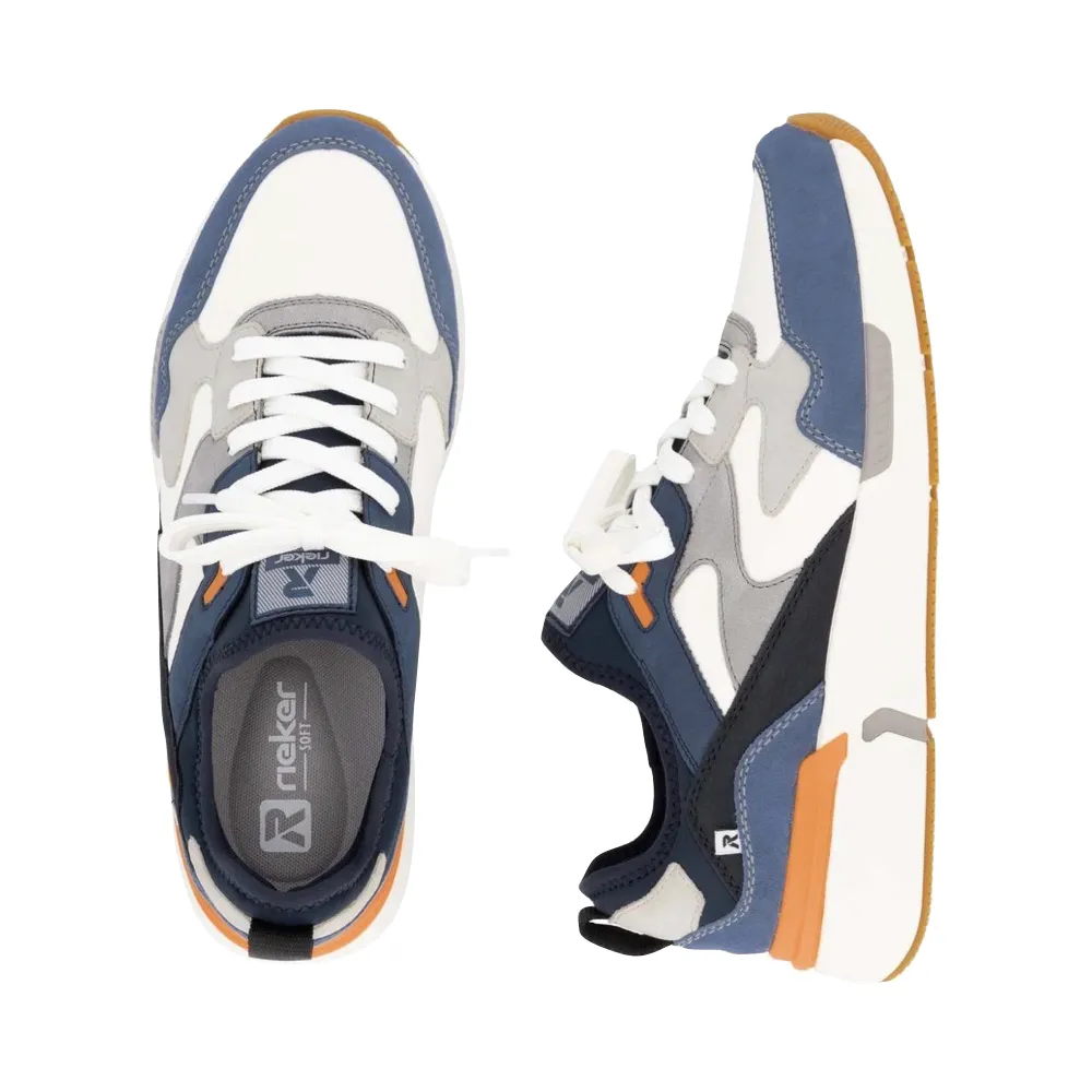 Rieker Chaussure de Sport Justus 03 pour Homme en Jean/Blanc Sale/Ciment