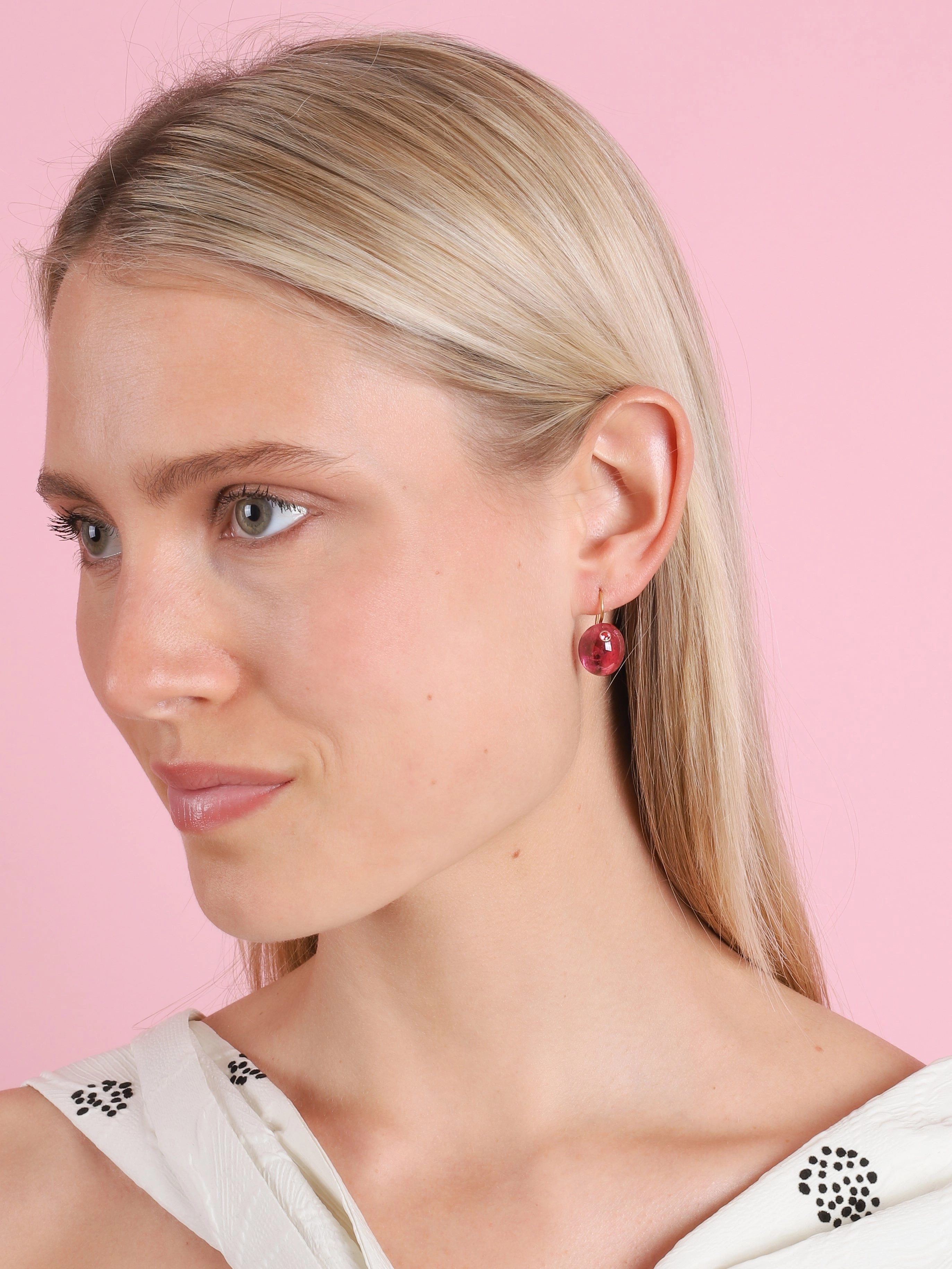 RUBELITE & SPINEL JELLY BEAN EARRING