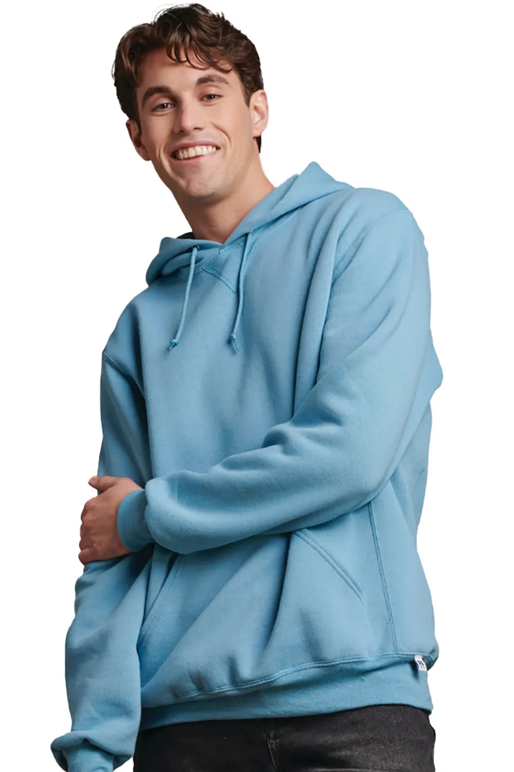 Russell Athletic Sweat à capuche pour hommes Dri-Power évacuant l'humidité avec poche kangourou - Bleu arctique