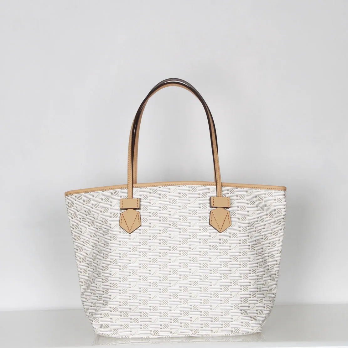 Sac Saint Tropez Open Tote MM, couleur lait / garniture cappuccino Moreau Bags