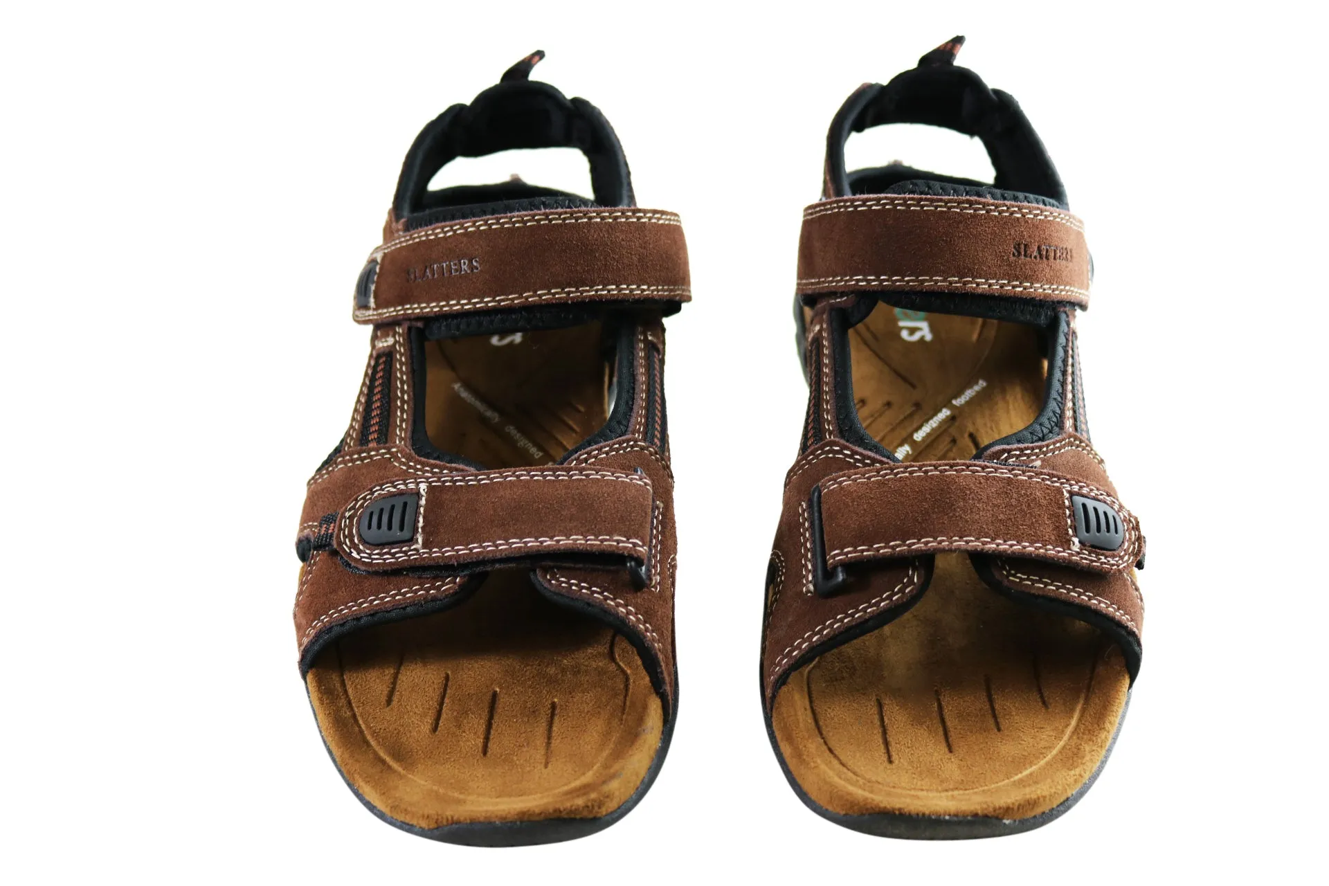 Sandales confortables en cuir pour hommes Slatters Broome II avec brides réglables - Chaussures Slatters
