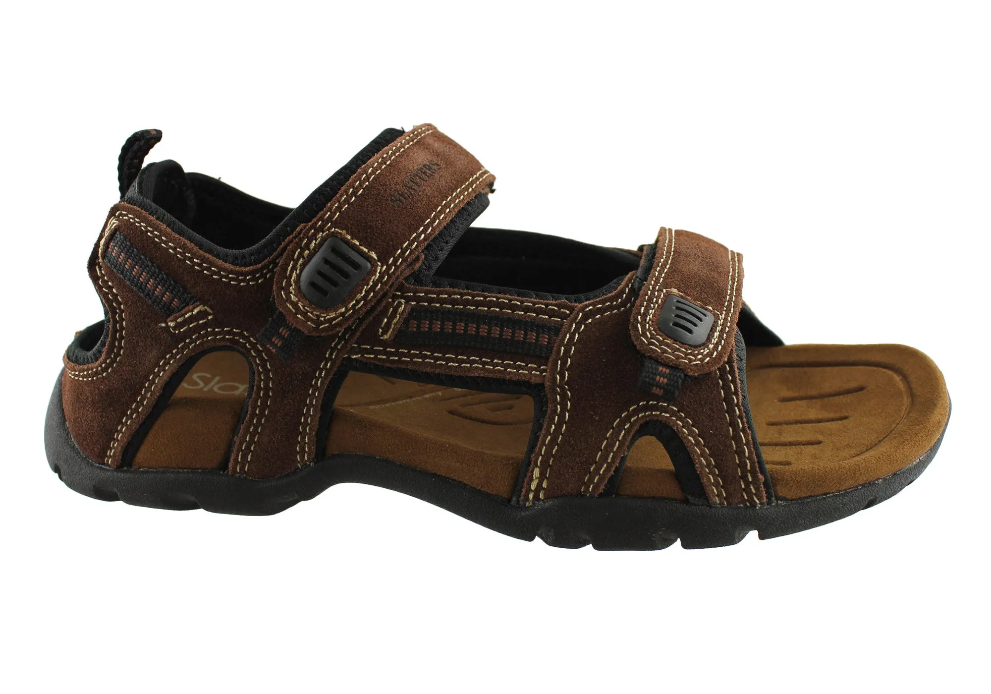 Sandales confortables en cuir pour hommes Slatters Broome II avec brides réglables - Chaussures Slatters