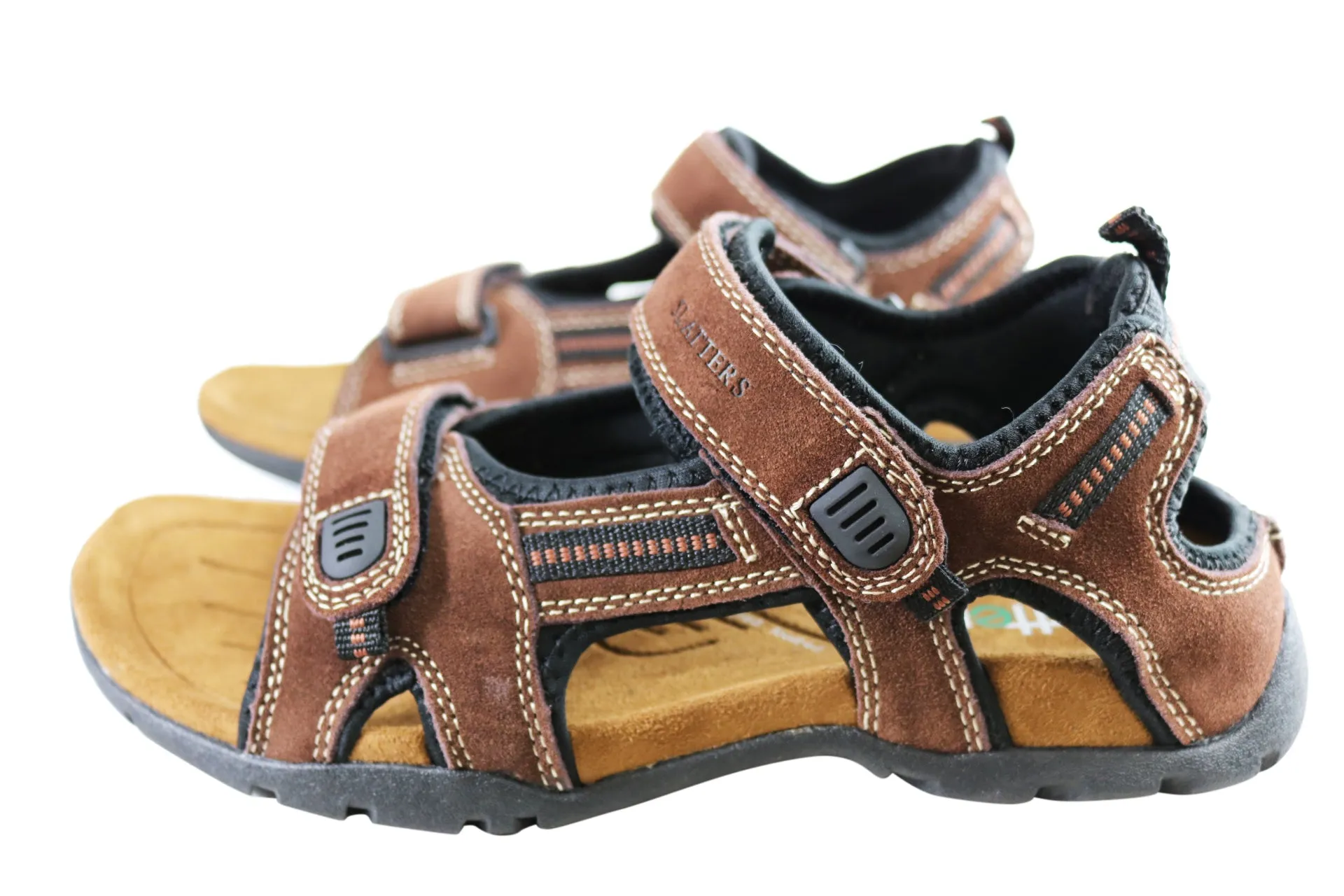 Sandales confortables en cuir pour hommes Slatters Broome II avec brides réglables - Chaussures Slatters