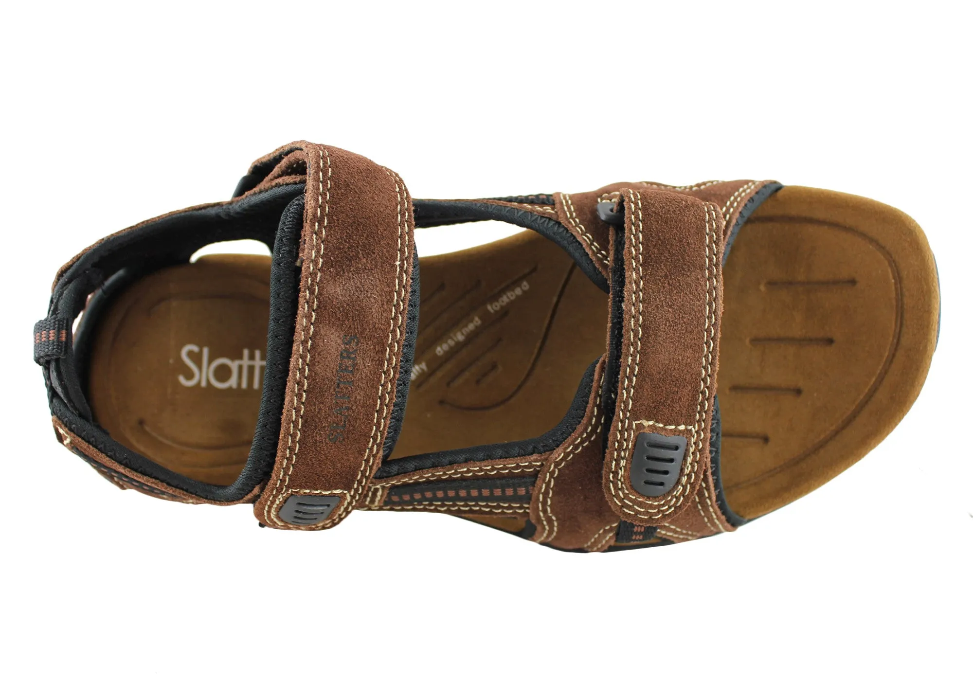 Sandales confortables en cuir pour hommes Slatters Broome II avec brides réglables - Chaussures Slatters