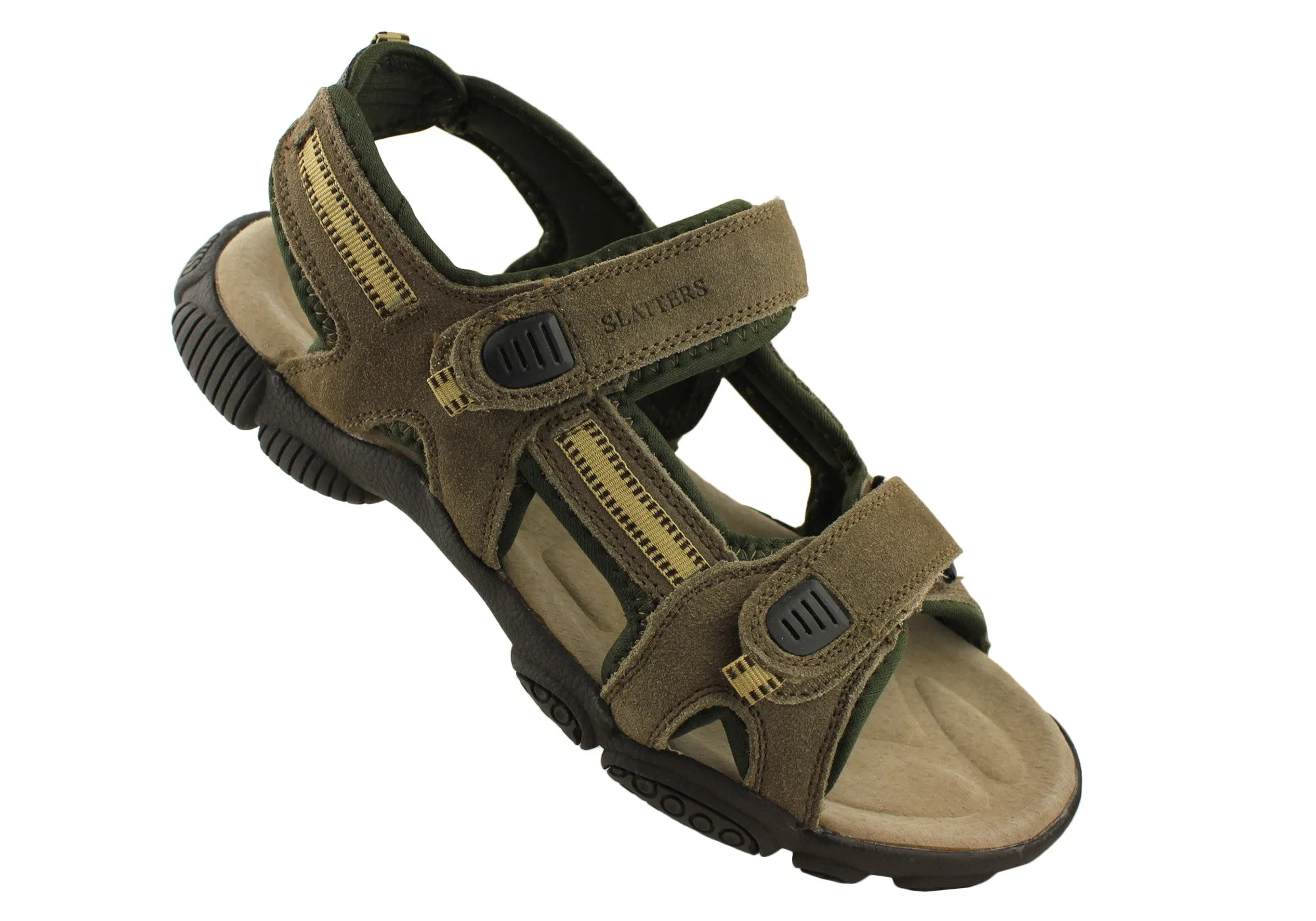 Sandales confortables en cuir pour hommes Slatters Broome II avec brides réglables - Chaussures Slatters