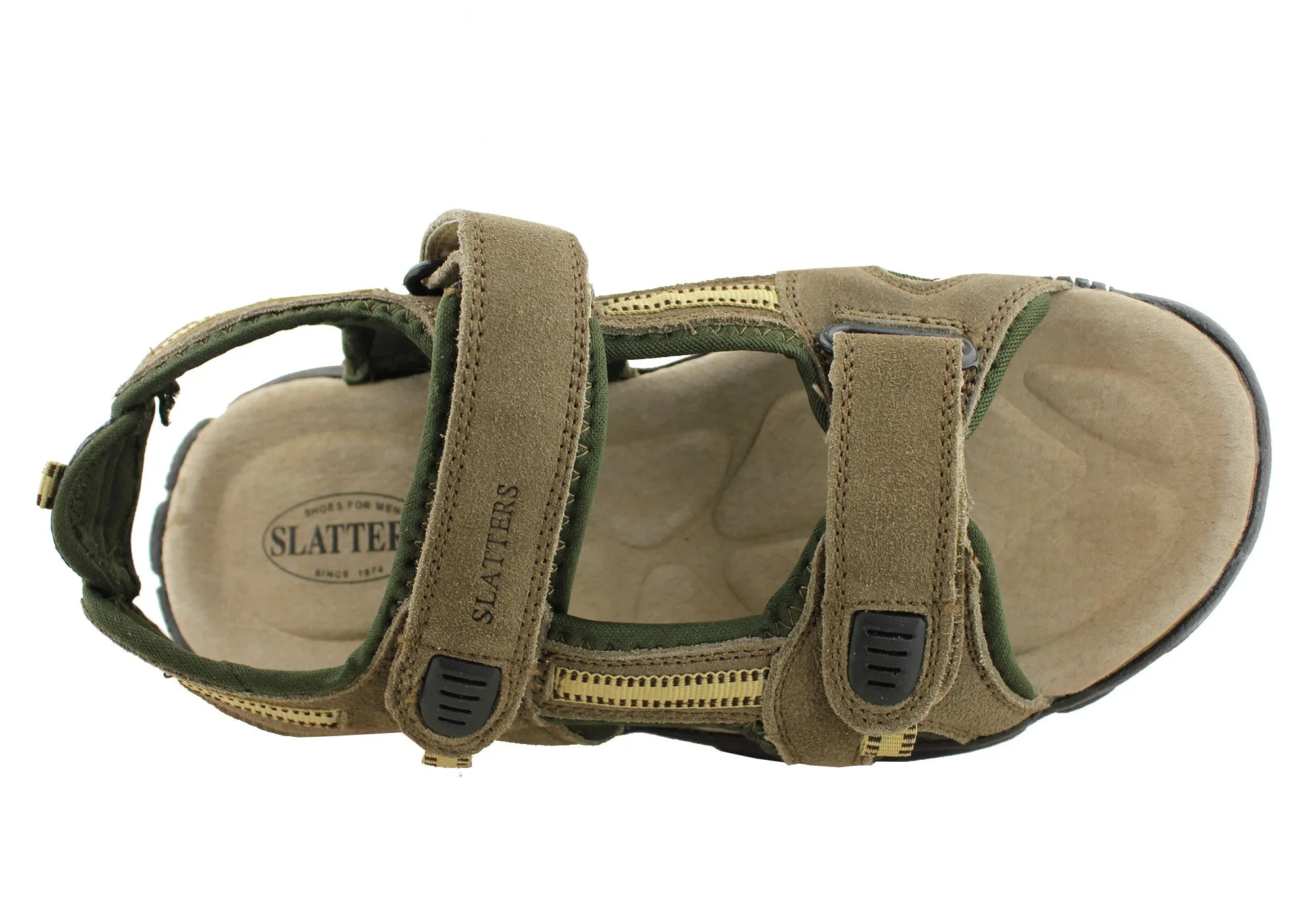 Sandales confortables en cuir pour hommes Slatters Broome II avec brides réglables - Chaussures Slatters