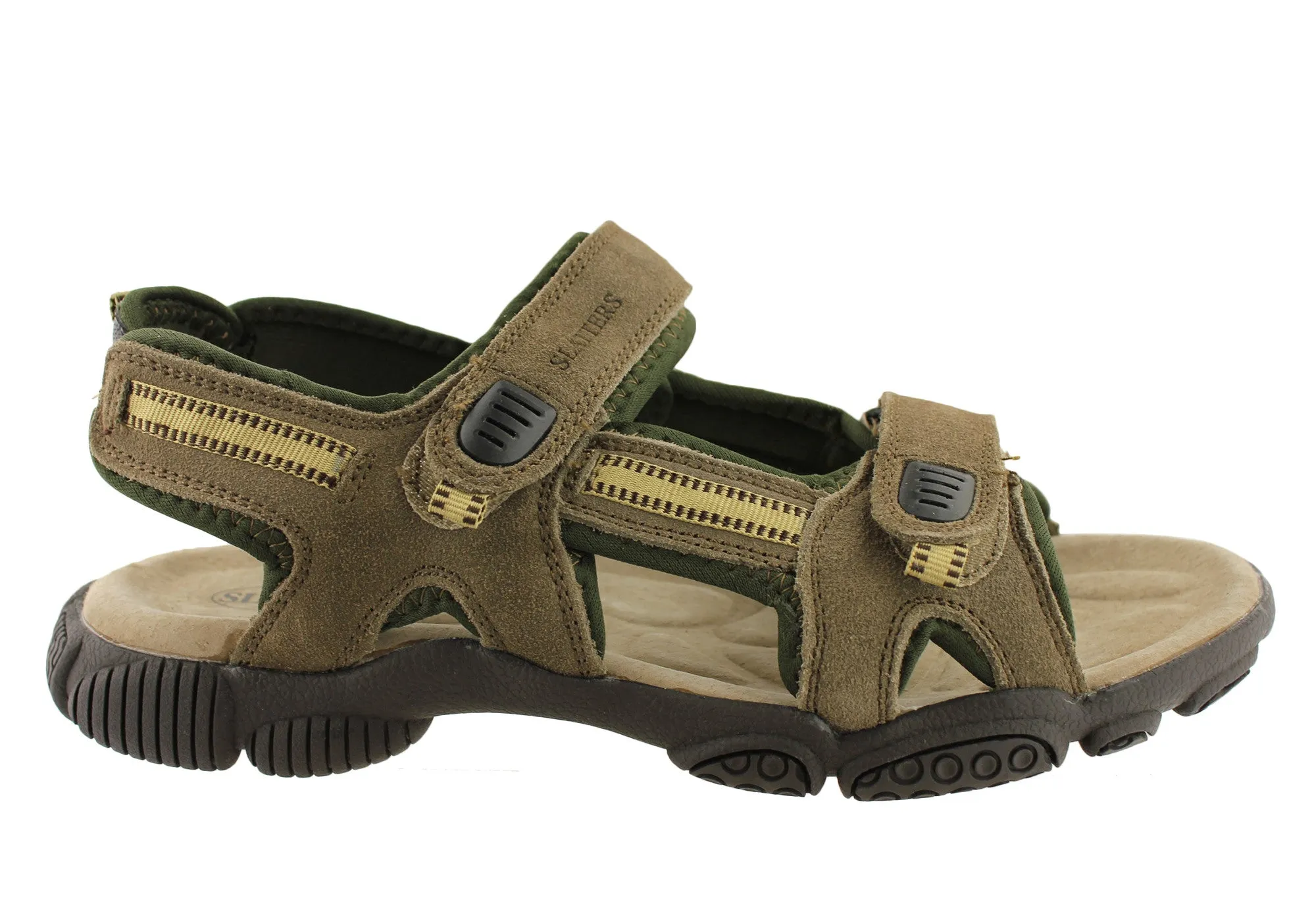 Sandales confortables en cuir pour hommes Slatters Broome II avec brides réglables - Chaussures Slatters