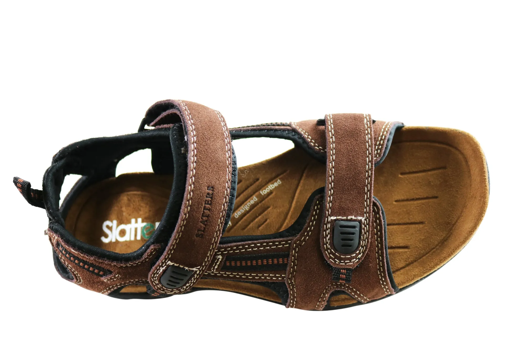 Sandales confortables en cuir pour hommes Slatters Broome II avec brides réglables - Chaussures Slatters