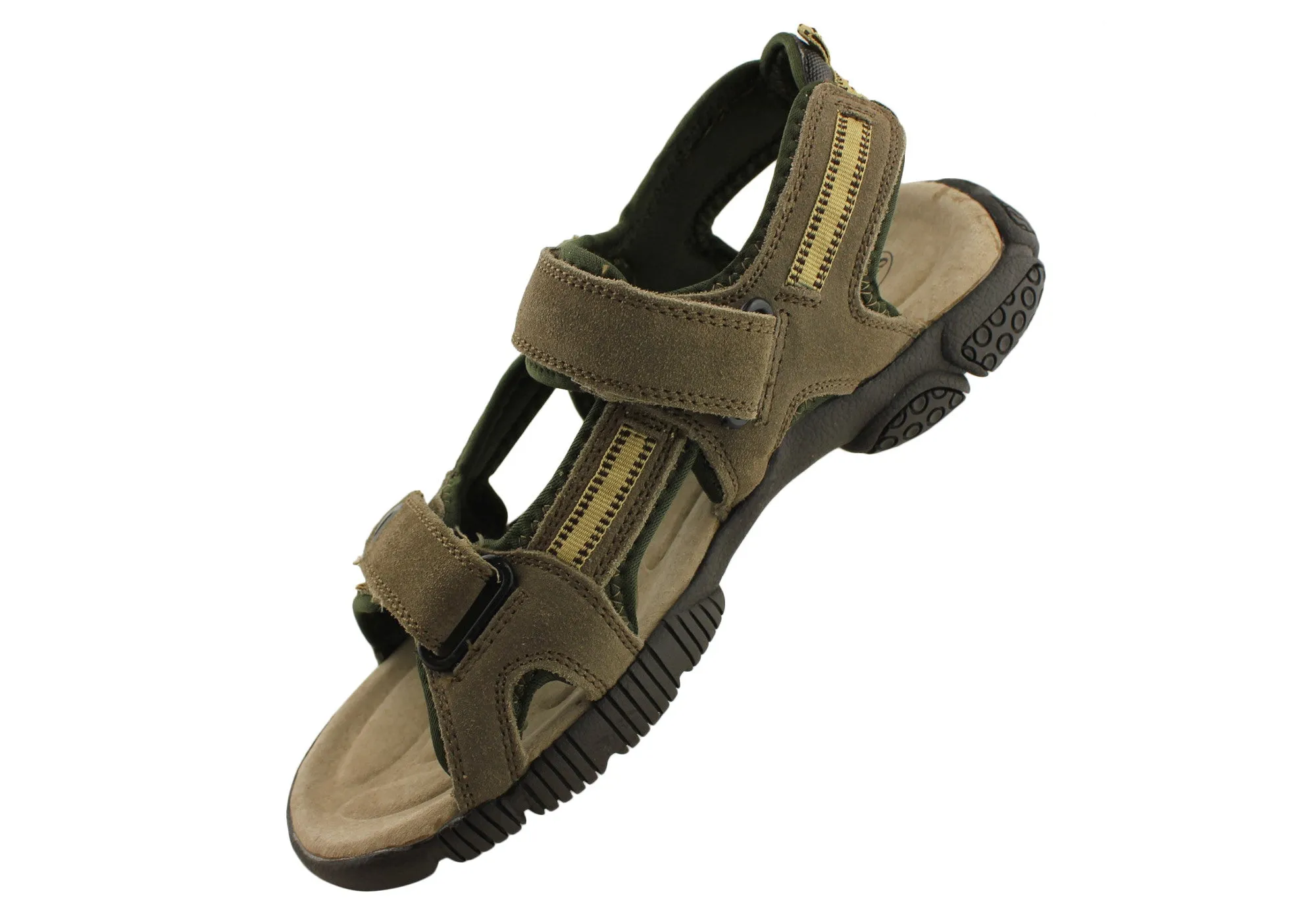 Sandales confortables en cuir pour hommes Slatters Broome II avec brides réglables - Chaussures Slatters