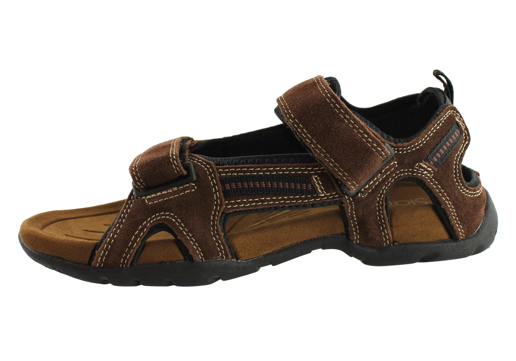 Sandales confortables en cuir pour hommes Slatters Broome II avec brides réglables - Chaussures Slatters