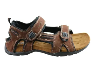 Slatters Broome II Mens Comfort Leather Sandals With Adjustable Straps Slatters Shoes