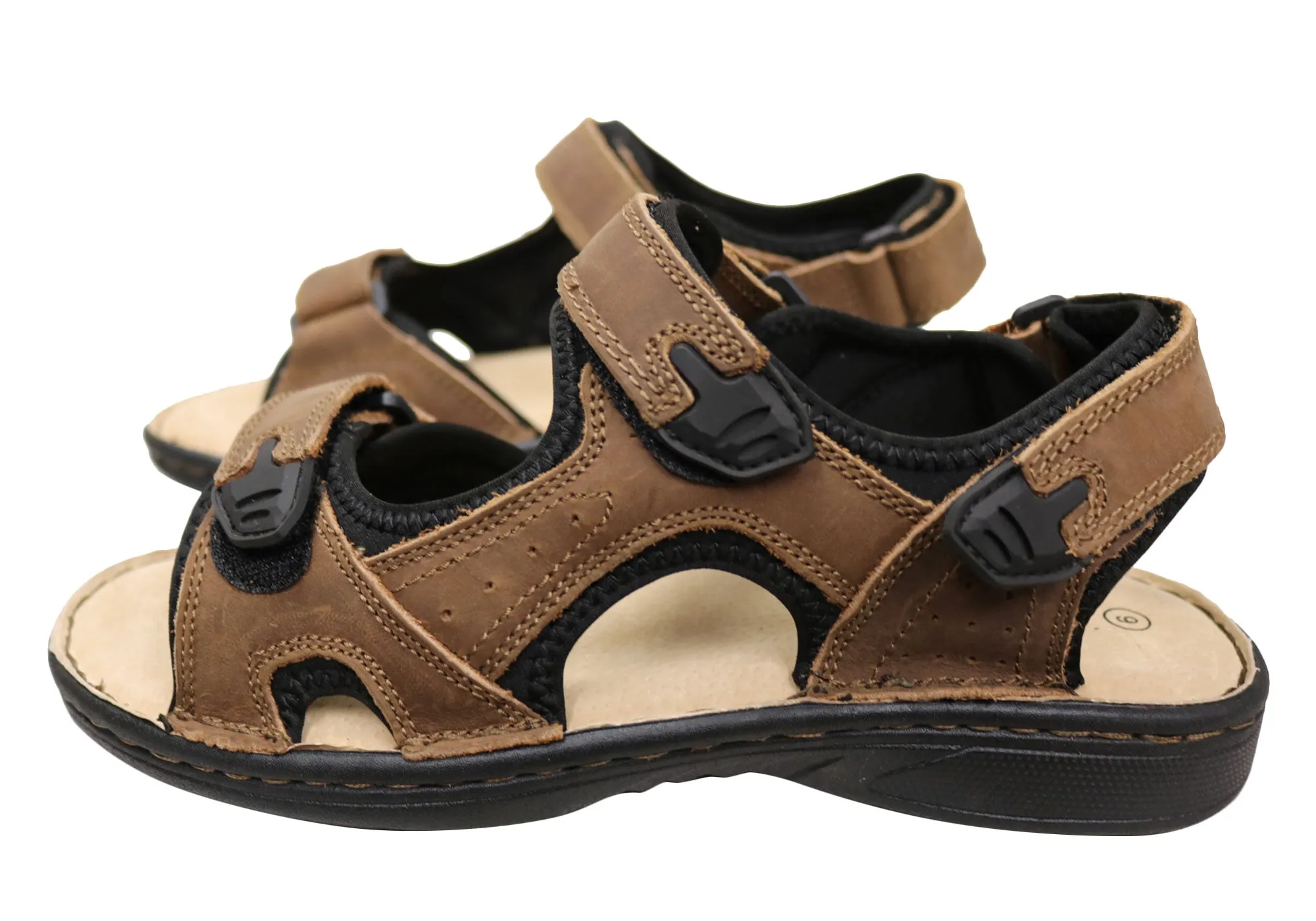 Sandales en cuir confortables et ajustables pour hommes Slatters Kingsmen - Chaussures Slatters