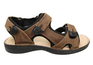 Slatters Kingsmen Mens Comfortable Adjustable Leather Sandals Slatters Shoes