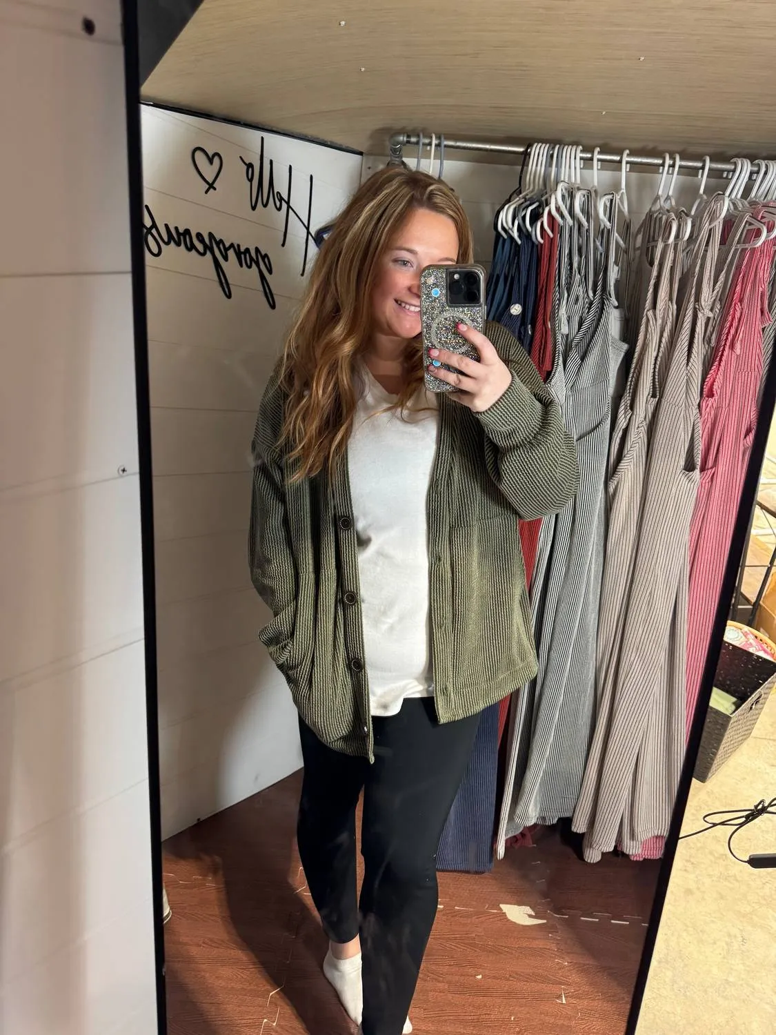Cardigan tricoté uni en olive