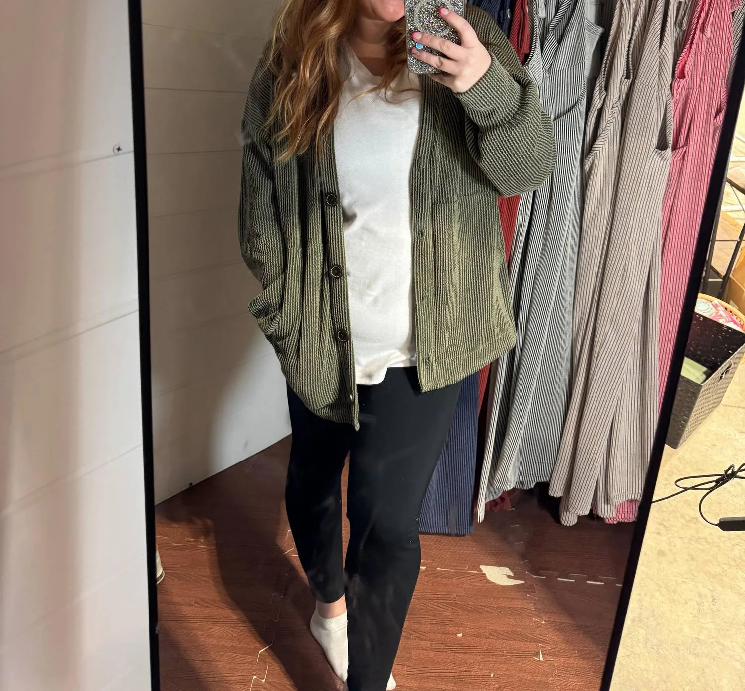 Cardigan tricoté uni en olive