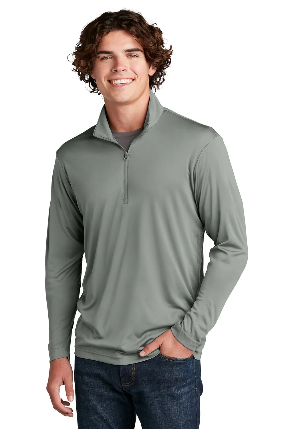 Sport-Tek Sweat-shirt Homme Compétiteur à Évacuation d'Humidité 1/4 Zip - Gris Béton