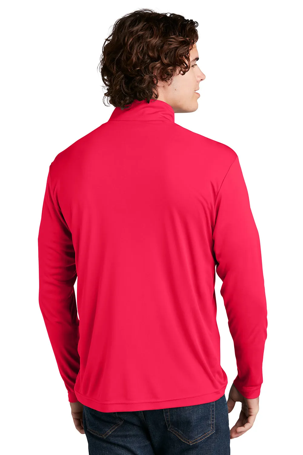 Sport-Tek Sweat-shirt à col 1/4 zip pour homme évacuant l'humidité - Rouge véritable