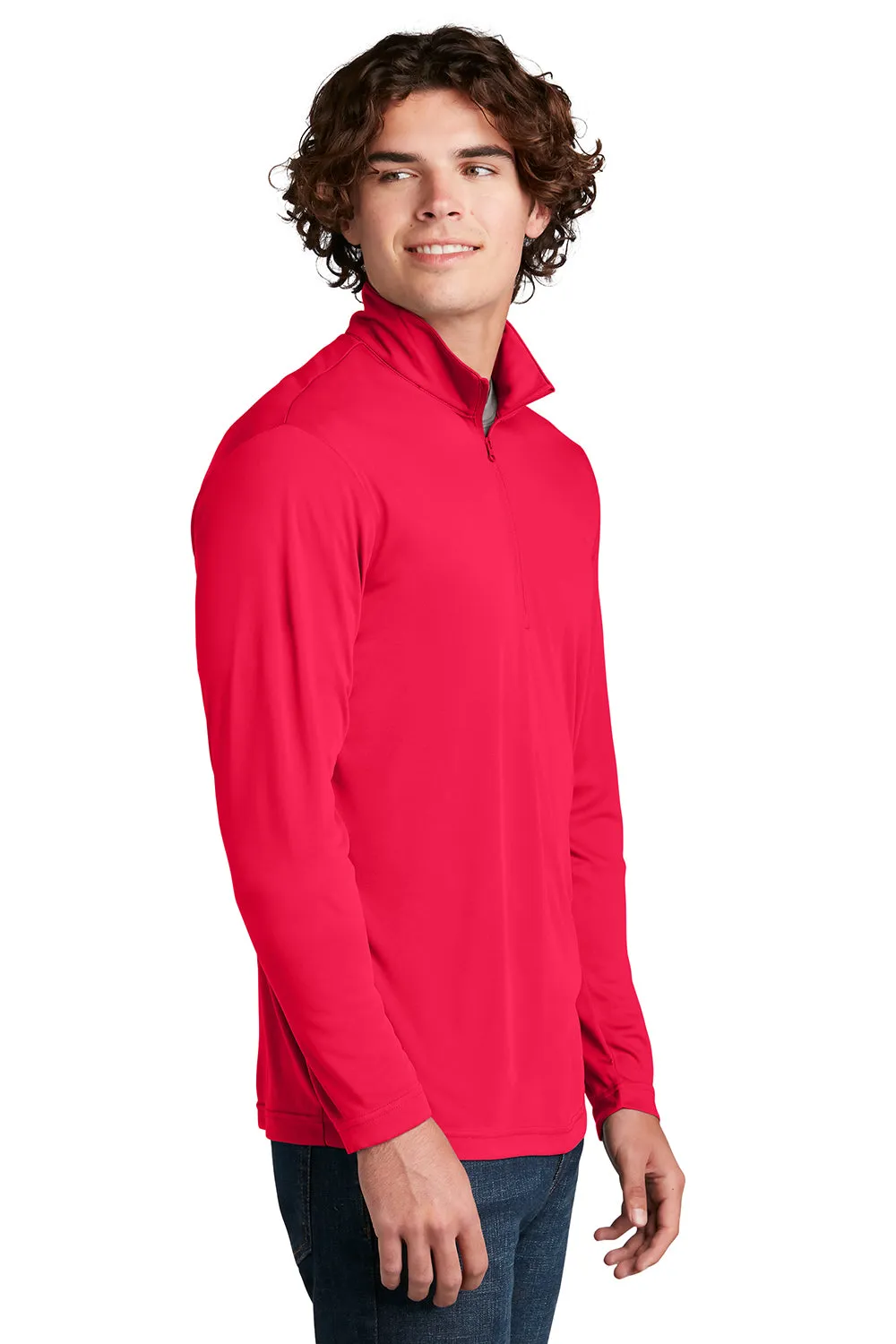 Sport-Tek Sweat-shirt à col 1/4 zip pour homme évacuant l'humidité - Rouge véritable