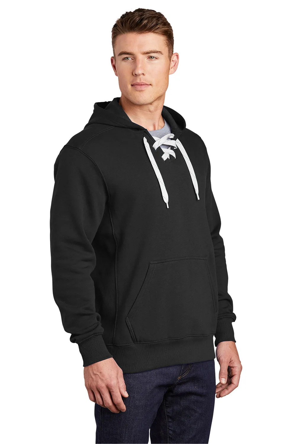 Sport-Tek Sweat à capuche pour homme avec cordons et poche kangourou - Noir