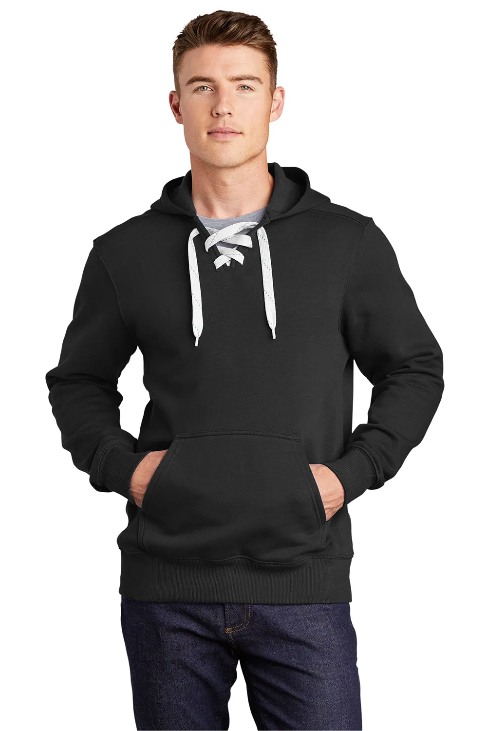 Sport-Tek Sweat à capuche pour homme avec cordons et poche kangourou - Noir