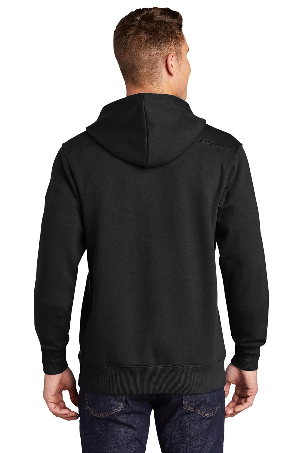 Sport-Tek Sweat à capuche pour homme avec cordons et poche kangourou - Noir