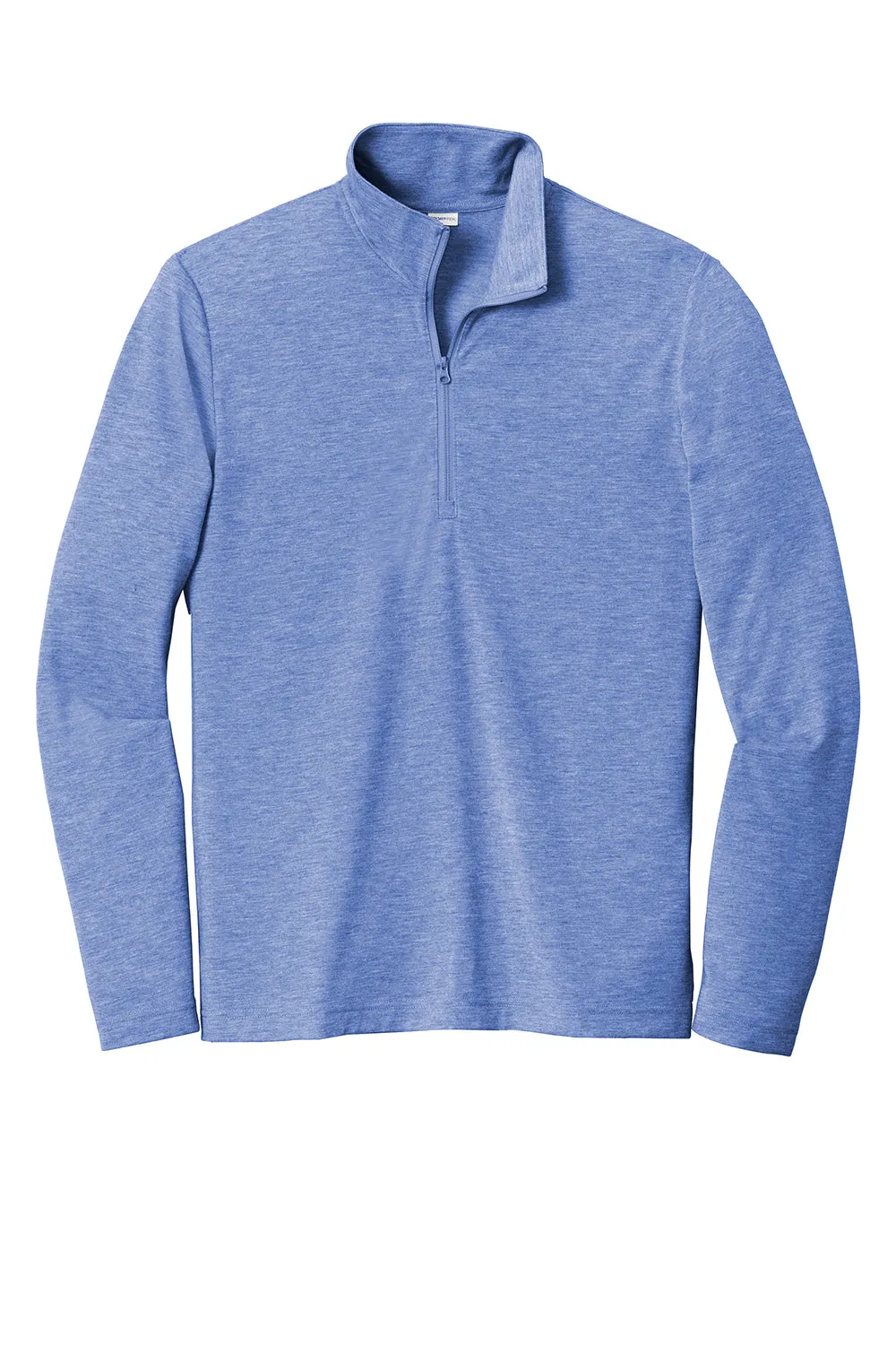 Sport-Tek Sweat-shirt Homme à col 1/4 zip respirant - Bleu royal chiné