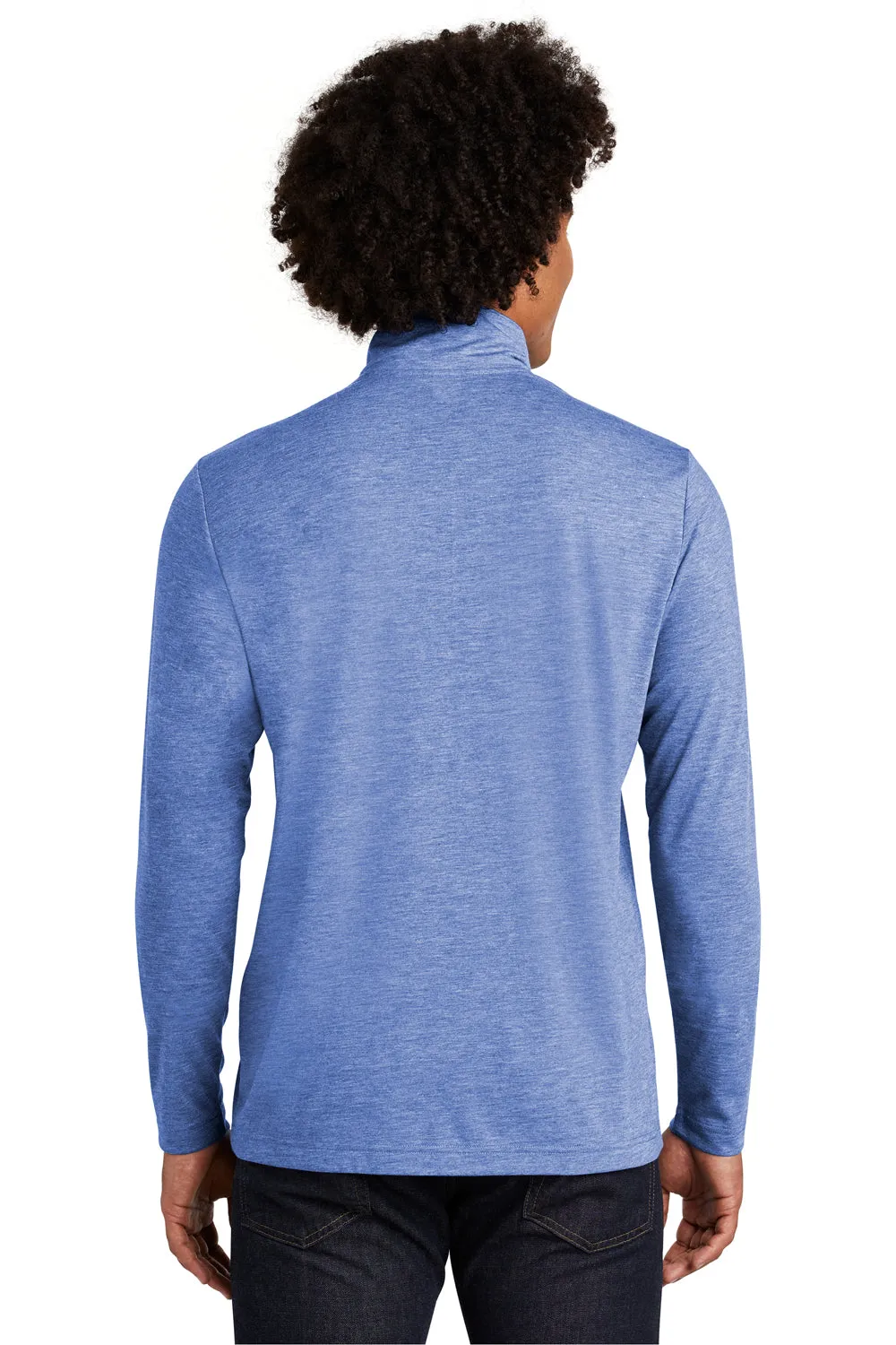 Sport-Tek Sweat-shirt Homme à col 1/4 zip respirant - Bleu royal chiné