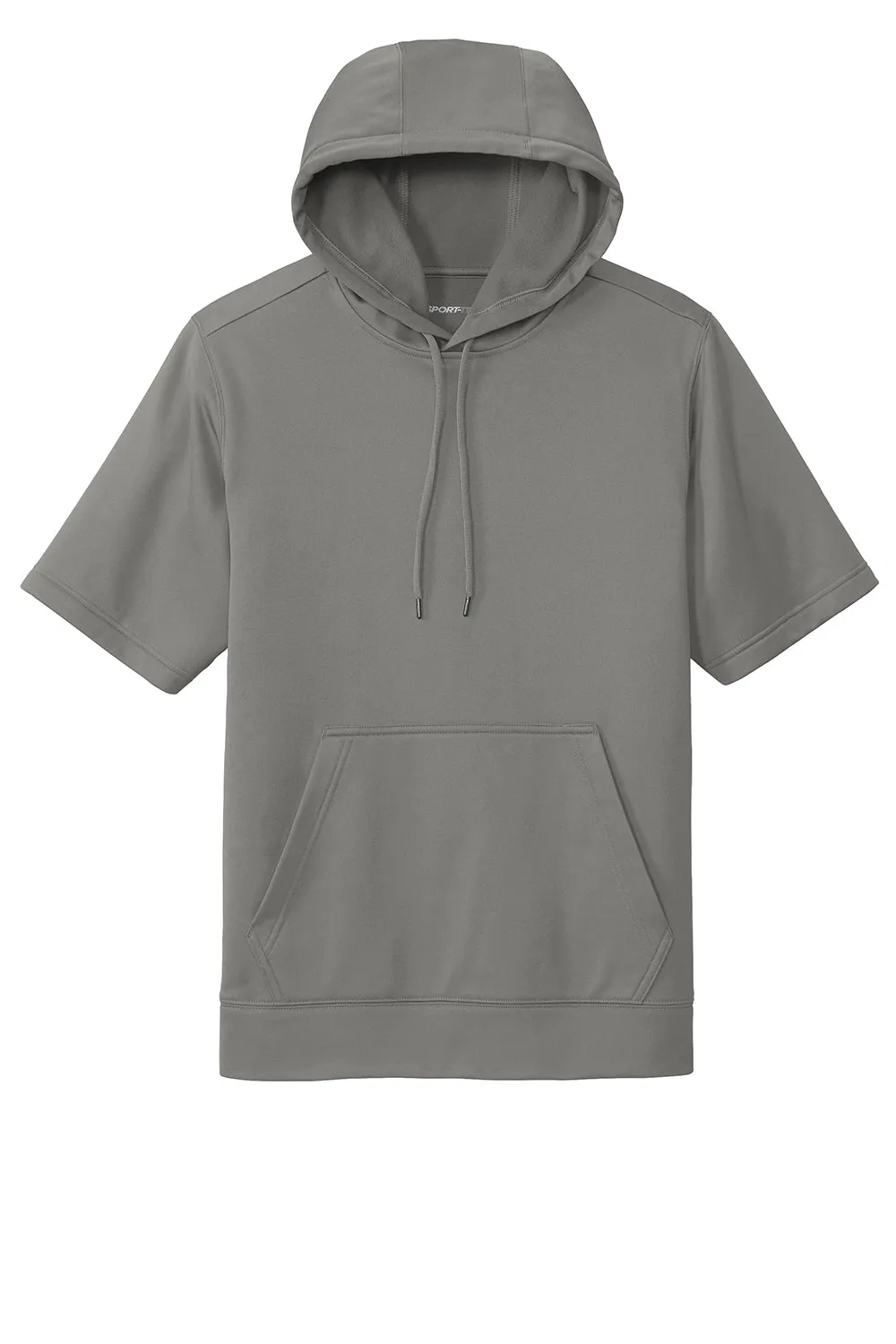 Sport-Tek Sweat à capuche pour homme à manches courtes en polaire respirante avec poche kangourou - Gris fumée foncé