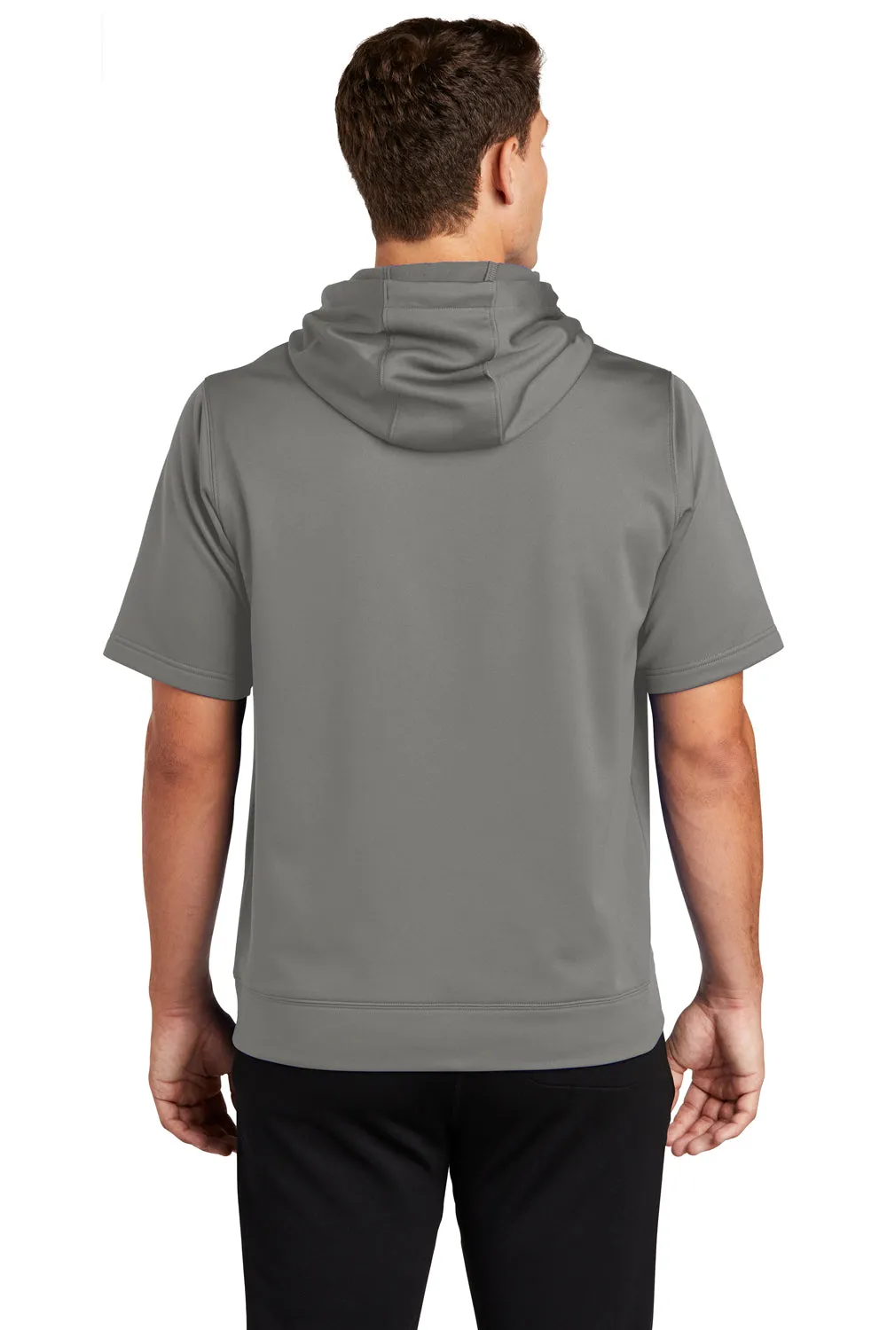 Sport-Tek Sweat à capuche pour homme à manches courtes en polaire respirante avec poche kangourou - Gris fumée foncé
