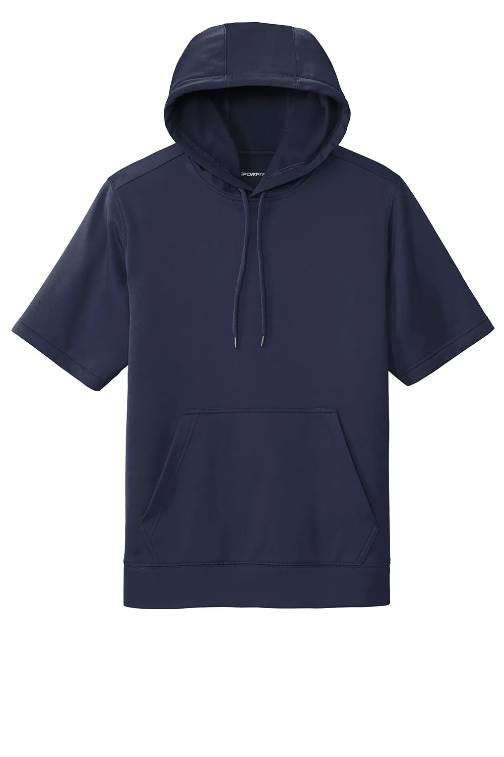 Sport-Tek Sweat à capuche pour homme à manches courtes en polaire respirante avec poche kangourou - Bleu marine