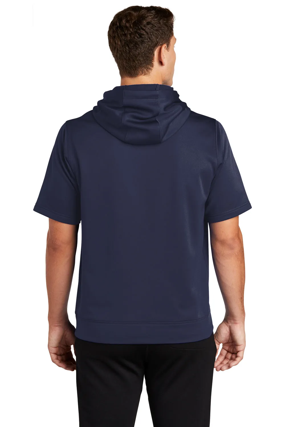 Sport-Tek Sweat à capuche pour homme à manches courtes en polaire respirante avec poche kangourou - Bleu marine