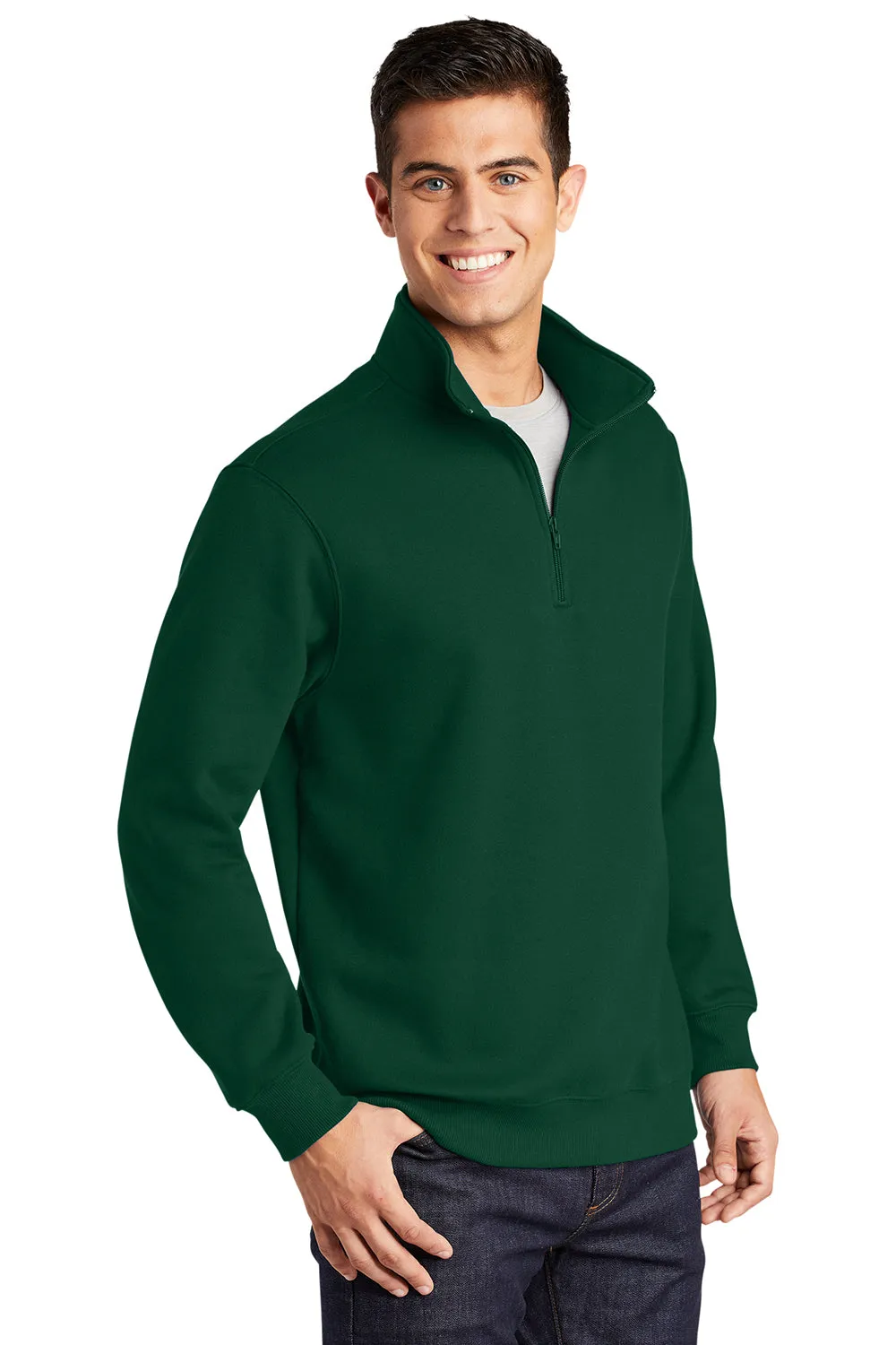 Sport-Tek Sweat-shirt Homme Résistant au Rétrécissement avec Fermeture 1/4 Zip - Vert Forêt