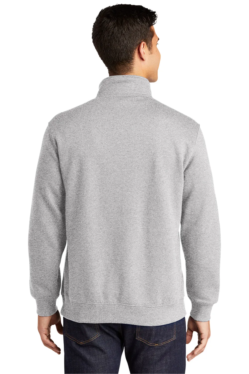 Sport-Tek Sweat-shirt Homme Résistant au Rétrécissement avec Fermeture 1/4 Zip - Gris Chiné