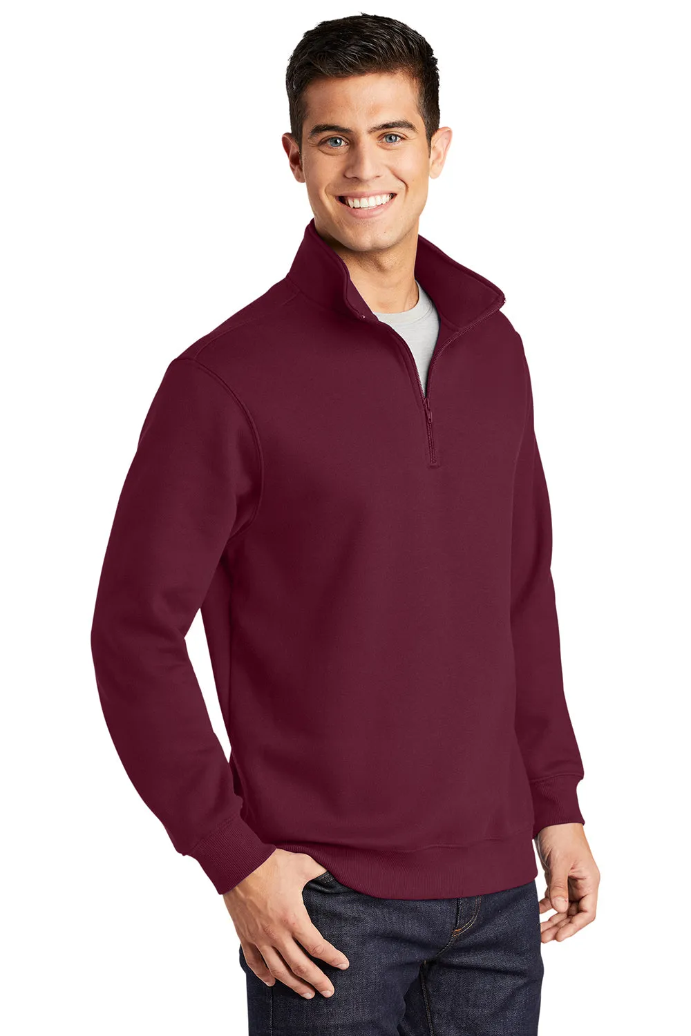 Pull en polaire résistant au rétrécissement Sport-Tek pour hommes - 1/4 zip - Marron