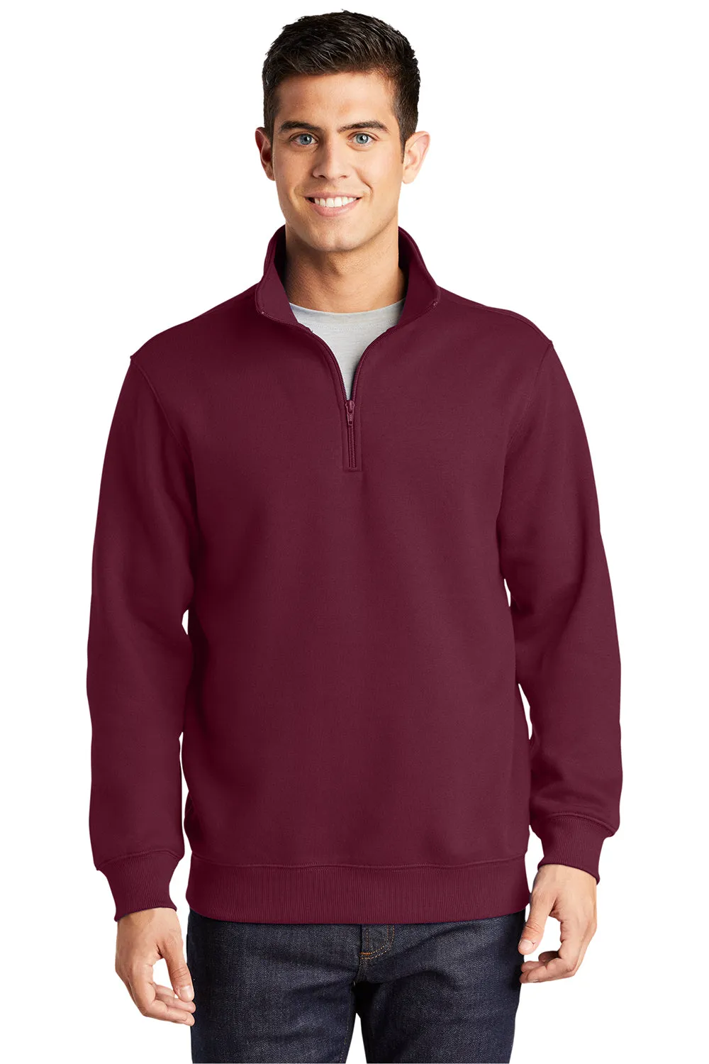 Pull en polaire résistant au rétrécissement Sport-Tek pour hommes - 1/4 zip - Marron