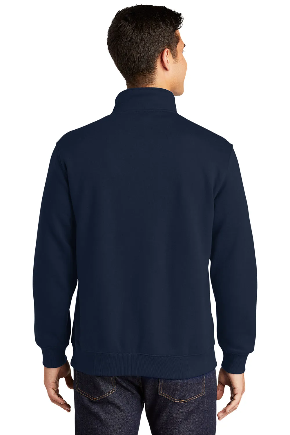 Sport-Tek Sweat-shirt Homme Résistant au Rétrécissement avec Fermeture 1/4 Zip - Bleu Marine