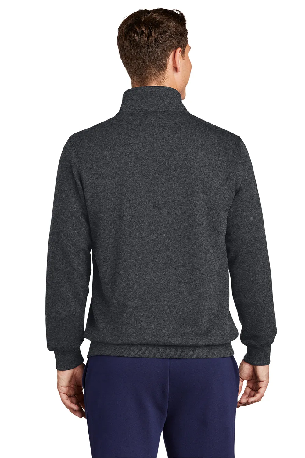 Sport-Tek Sweat-shirt à capuche homme résistant au rétrécissement avec fermeture éclair et poches - Gris graphite chiné