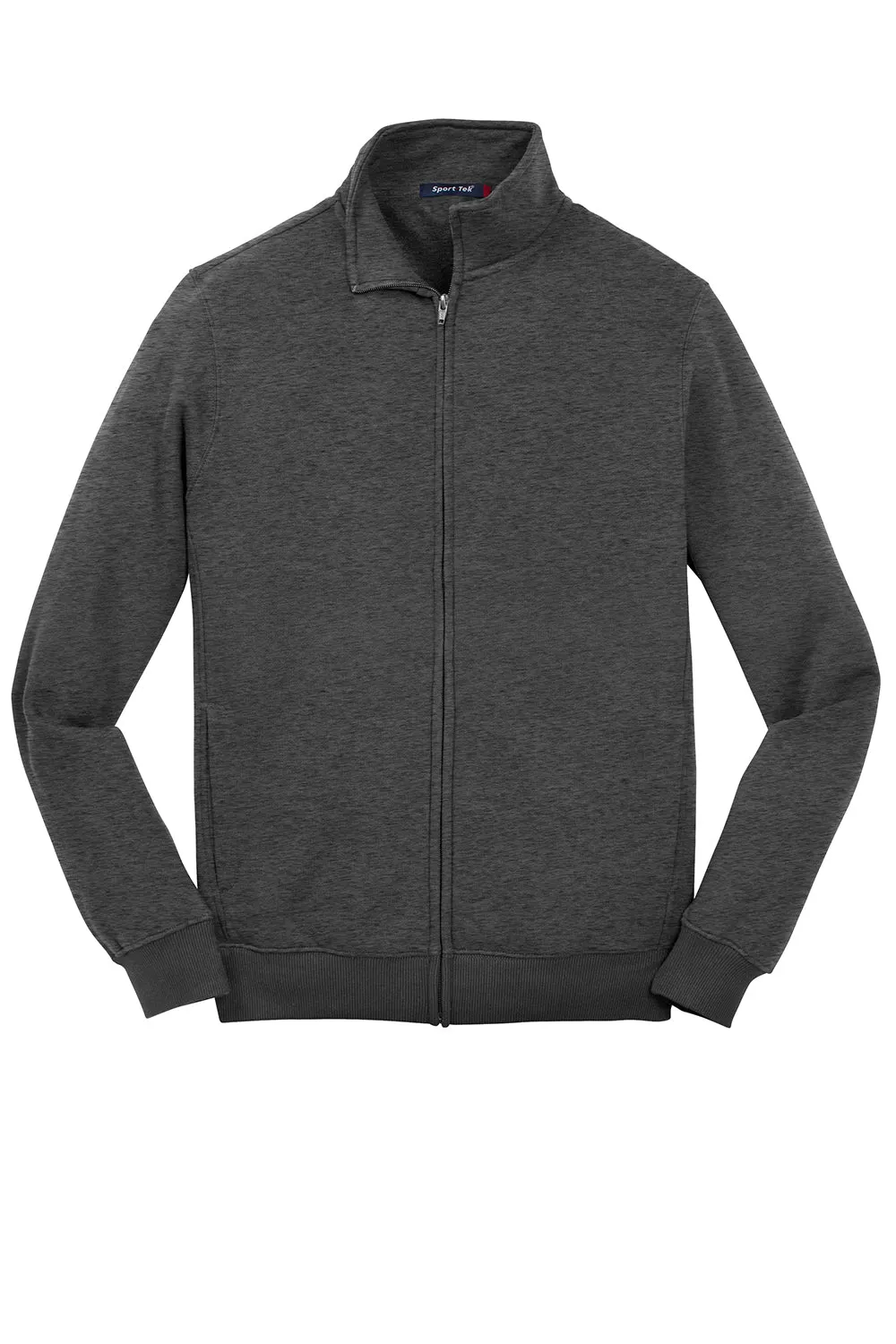 Sport-Tek Sweat-shirt à capuche homme résistant au rétrécissement avec fermeture éclair et poches - Gris graphite chiné