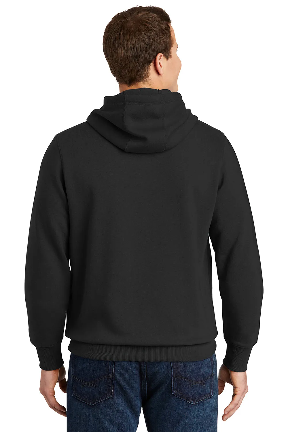 Sport-Tek Sweat à capuche pour homme en polaire anti-rétrécissement avec poche kangourou - Noir