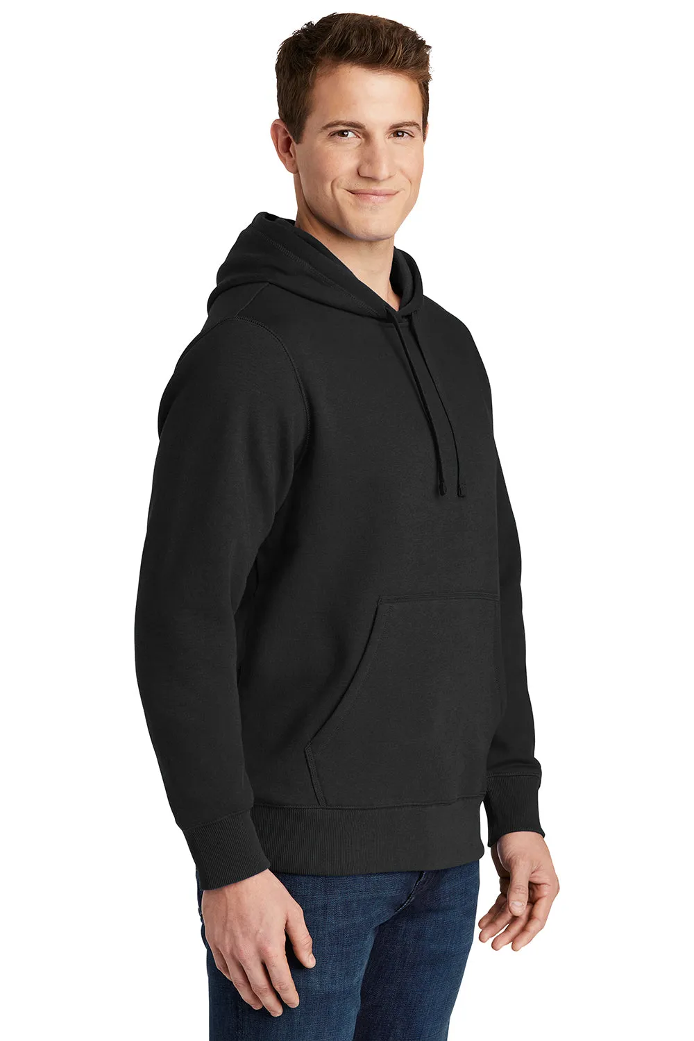 Sport-Tek Sweat à capuche pour homme en polaire anti-rétrécissement avec poche kangourou - Noir