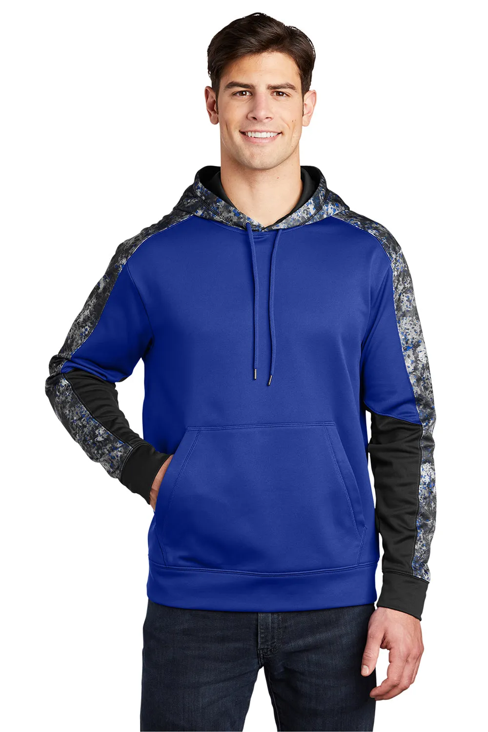 Sport-Tek Sweat à capuche pour homme en polaire technique Sport-Wick Mineral Freeze avec évacuation de l'humidité et poche kangourou - Bleu royal vrai