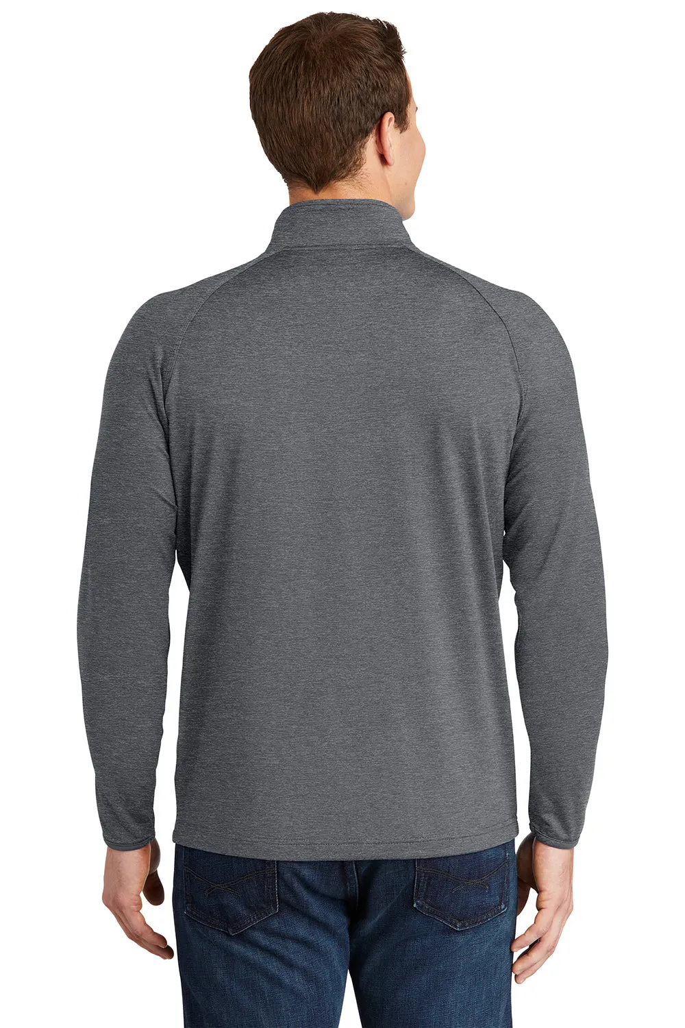 Sport-Tek Sweat-shirt Homme Sport-Wick à Capuche 1/4 Zip Respirant - Gris Charbon Chiné