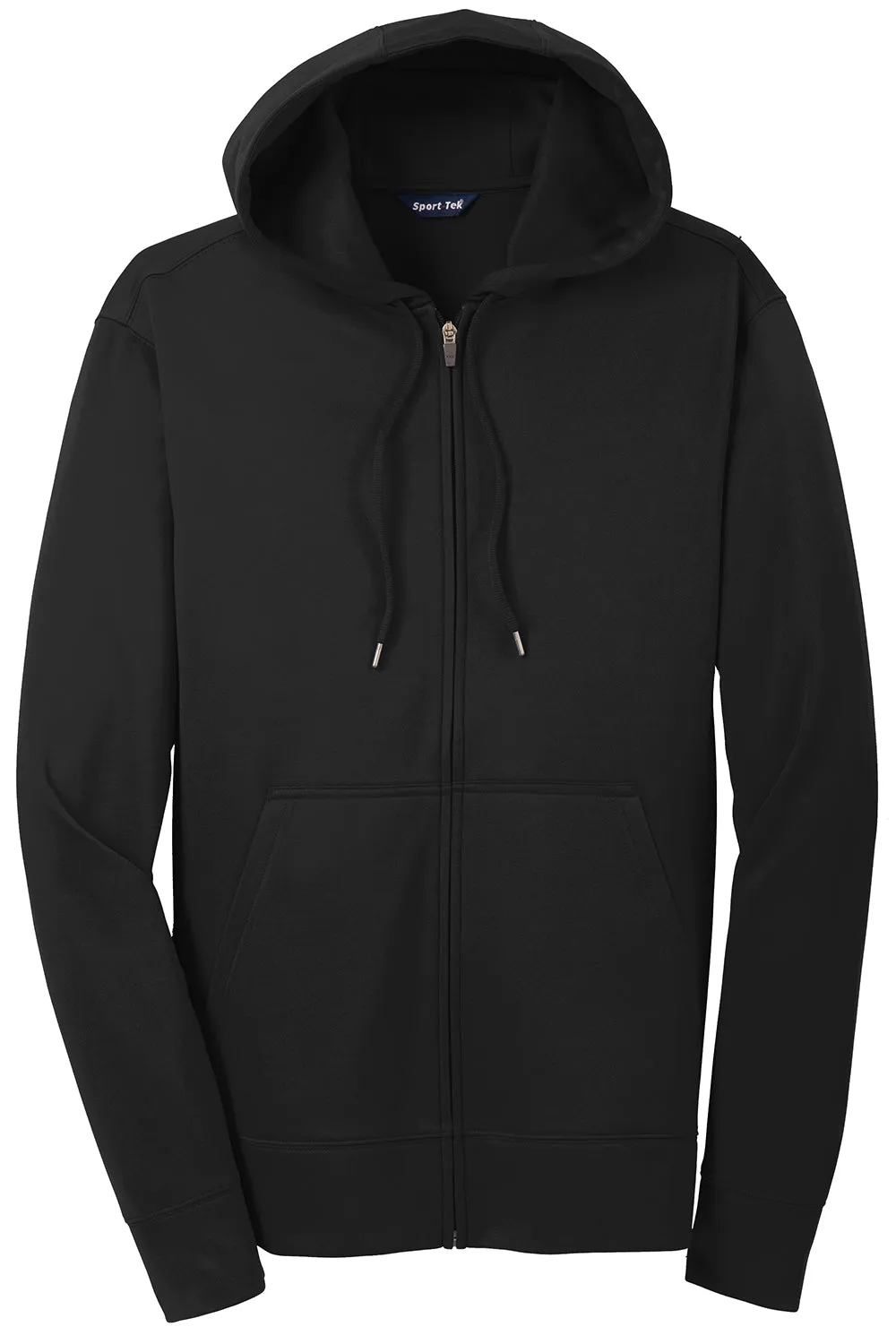 Sport-Tek Sweat à capuche homme en polaire respirant avec fermeture éclair complète et poche kangourou - Noir