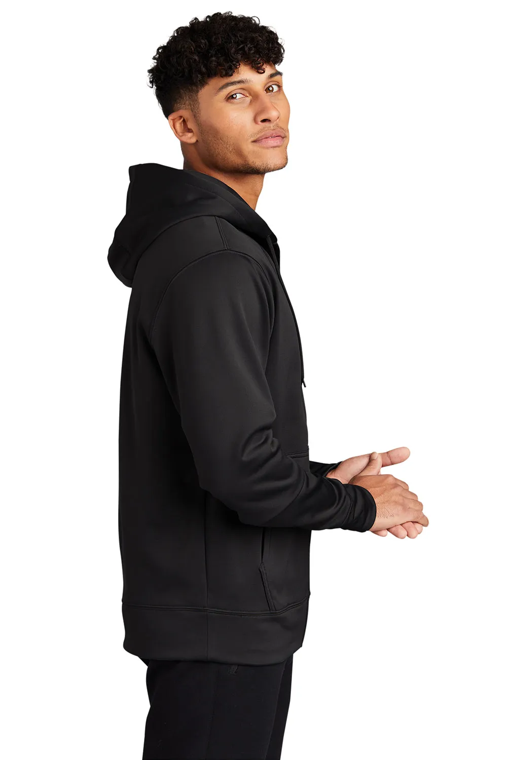 Sport-Tek Sweat à capuche homme en polaire respirant avec fermeture éclair complète et poche kangourou - Noir