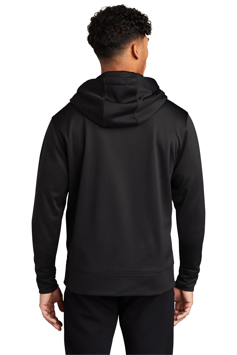 Sport-Tek Sweat à capuche homme en polaire respirant avec fermeture éclair complète et poche kangourou - Noir