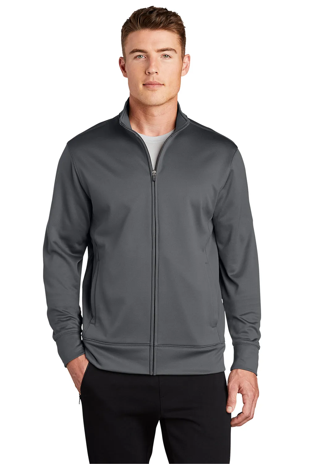 Sport-Tek Sweat à capuche homme en polaire respirante avec fermeture éclair complète et poches - Gris fumé foncé