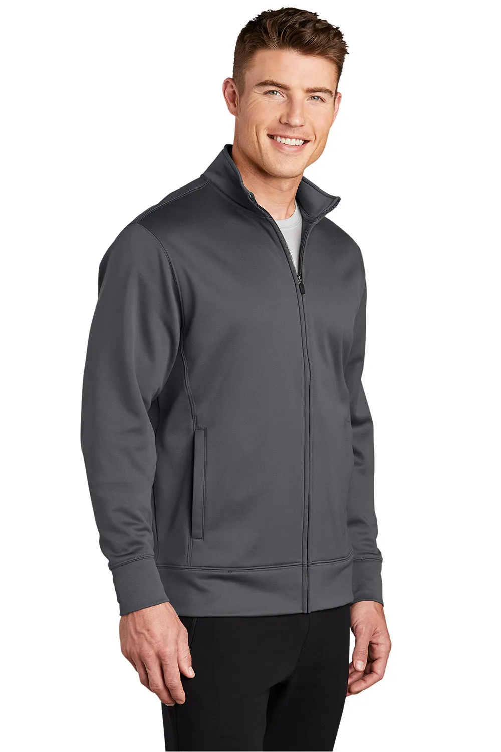 Sport-Tek Sweat à capuche homme en polaire respirante avec fermeture éclair complète et poches - Gris fumé foncé