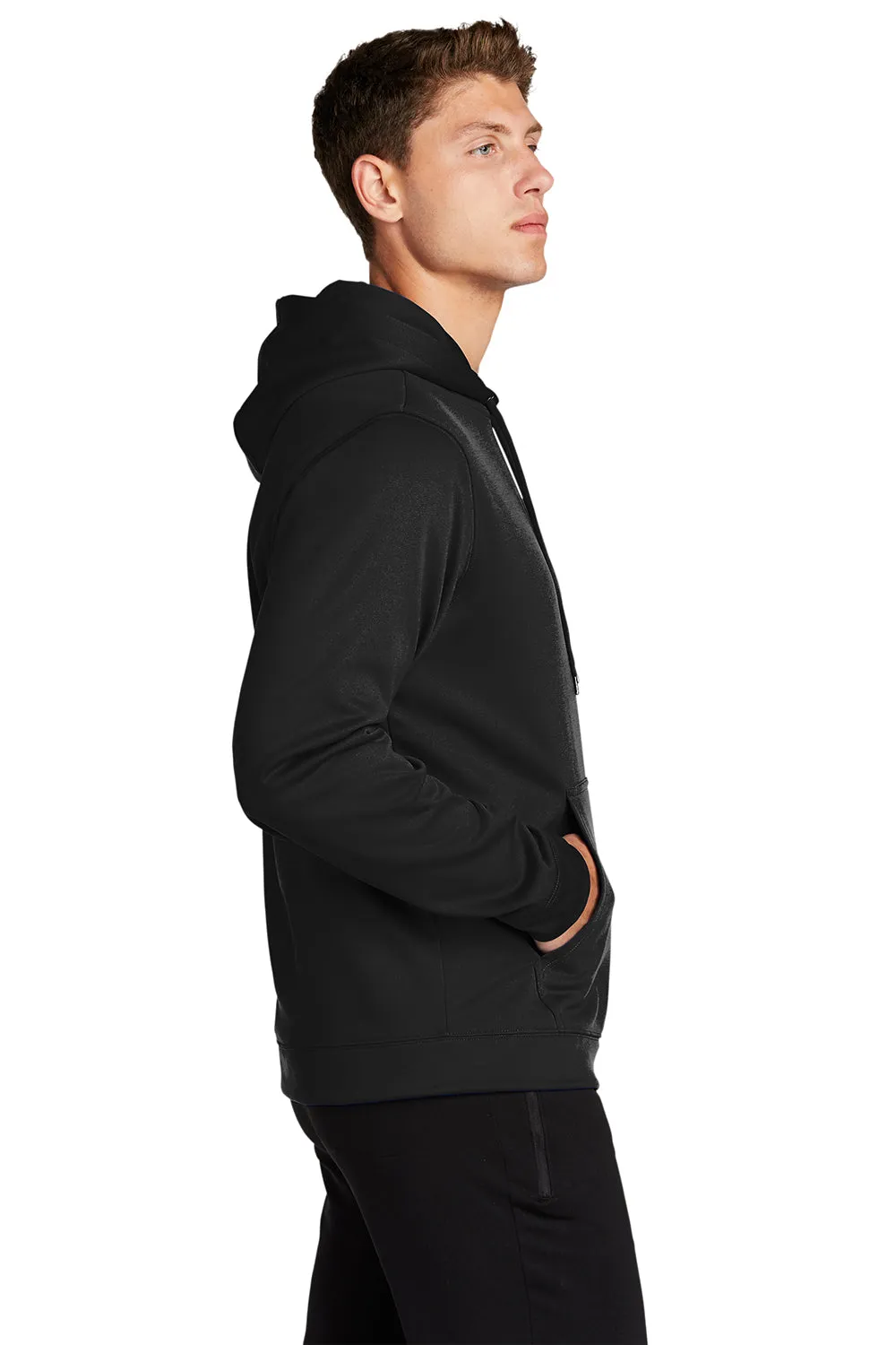 Sport-Tek Sweat à capuche pour homme en polaire respirante avec poche kangourou - Noir