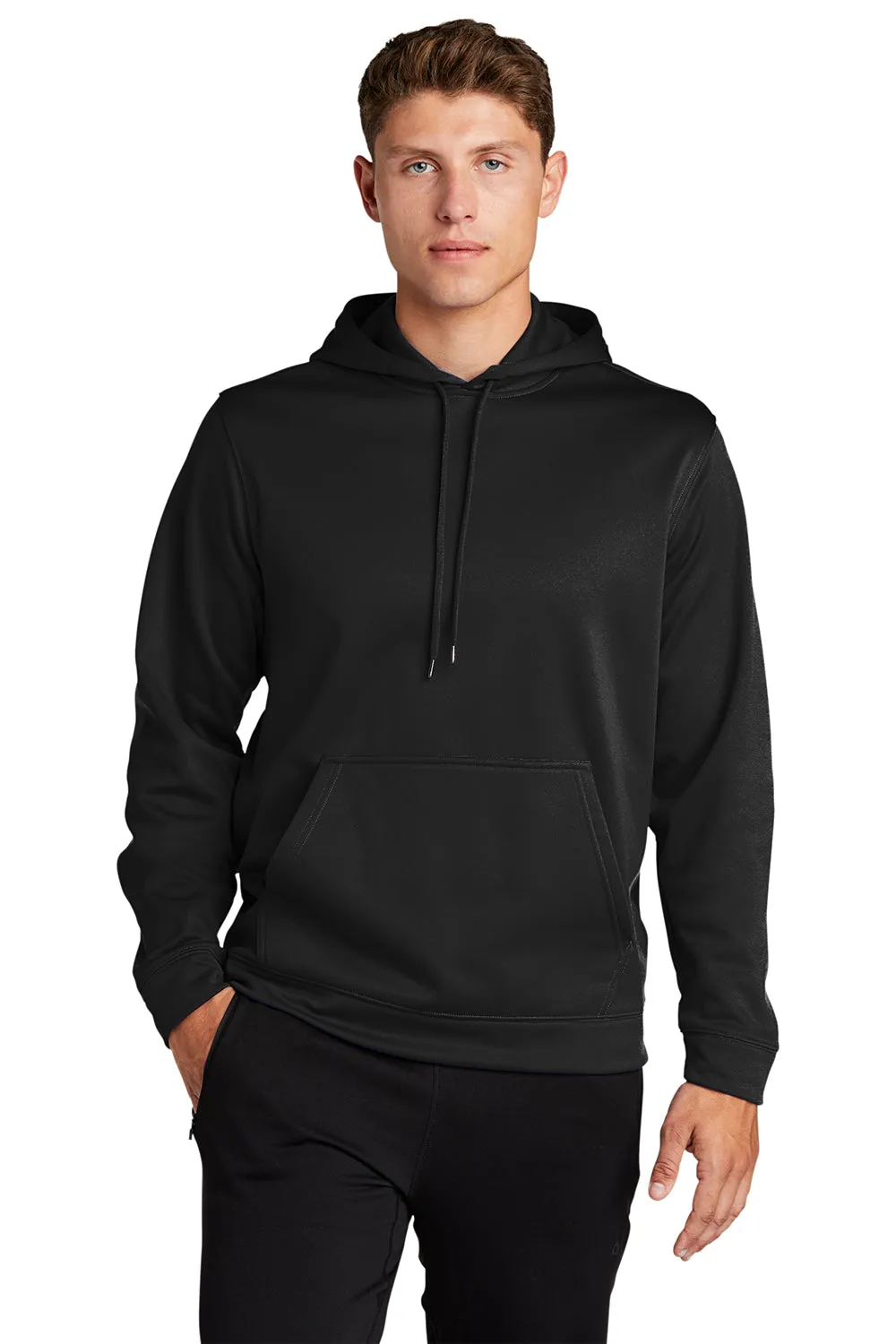 Sport-Tek Sweat à capuche pour homme en polaire respirante avec poche kangourou - Noir