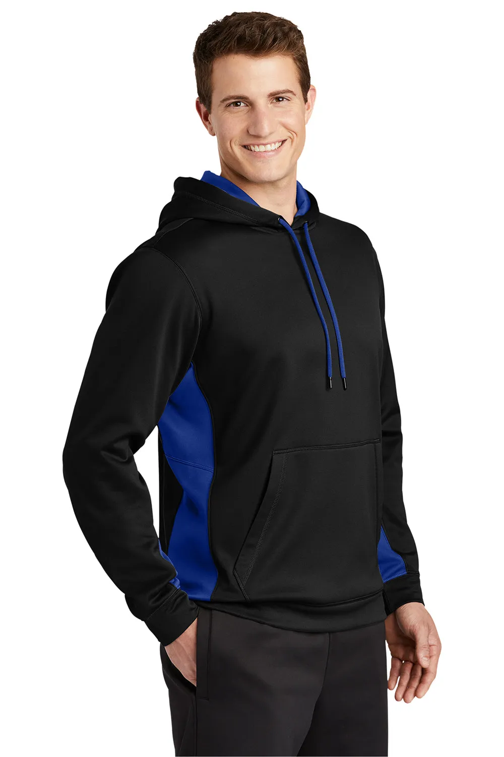 Sport-Tek Sweat à capuche pour homme en polaire respirante avec poche kangourou - Noir/Bleu royal